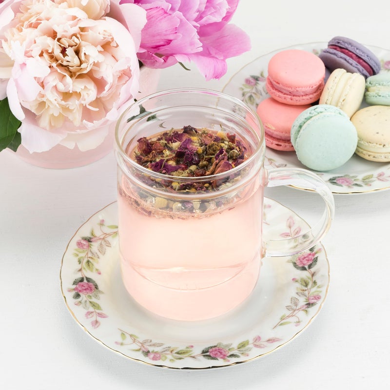 Pinky Up Blake Tea Infuser Mug with Lid, Glass Cups for Loose Leaf or Flowering Teas, Travel Mugs, Home Office, Picnic, Camping, 12 oz Set of 1, Clear - Image 4